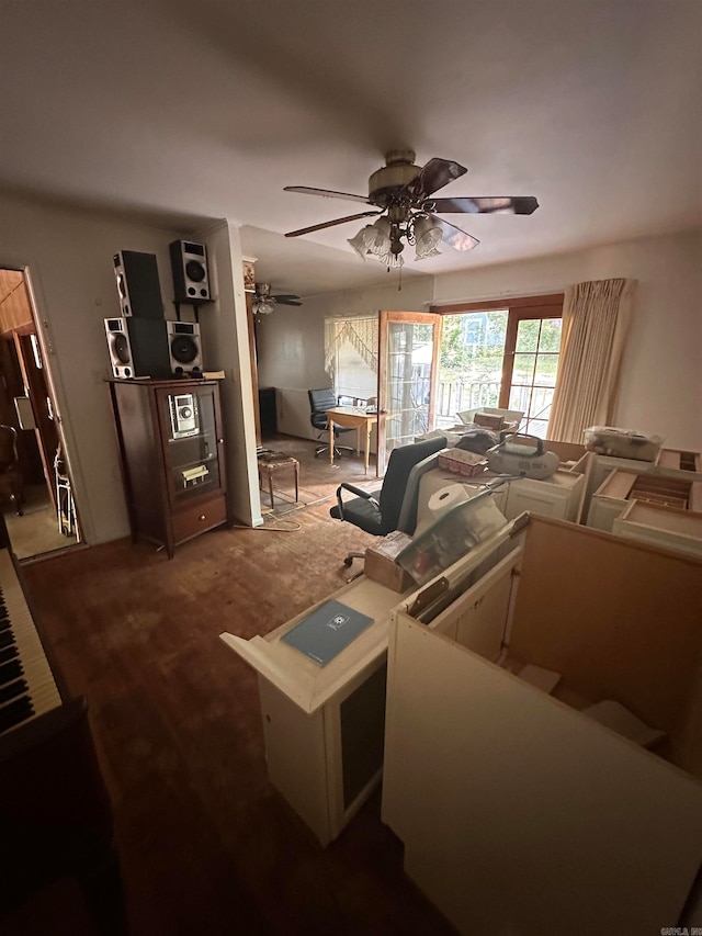 living room with ceiling fan