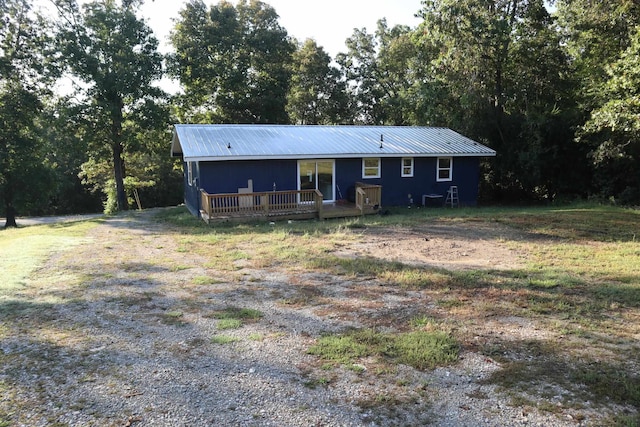 view of front of home with a deck