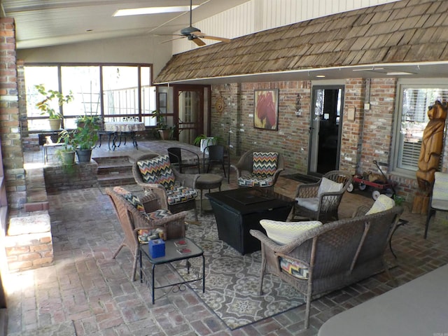 view of patio / terrace featuring an outdoor living space and ceiling fan