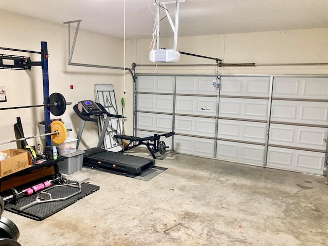 garage with a garage door opener