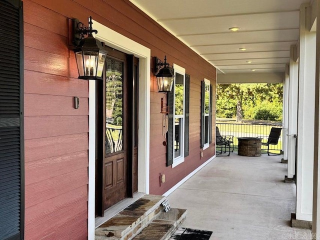 entrance to property with a porch