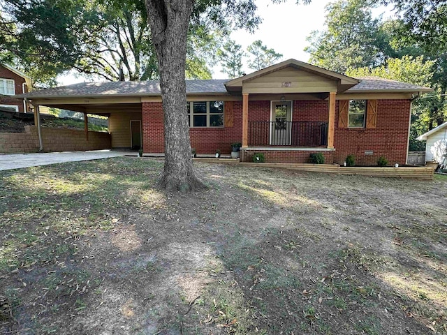 ranch-style home featuring a carport