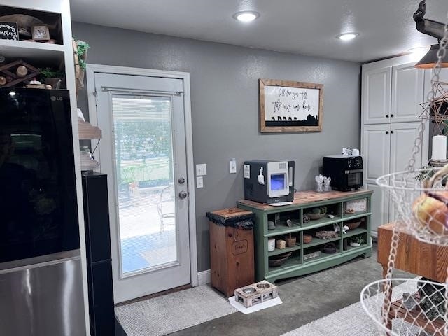 kitchen with carpet floors