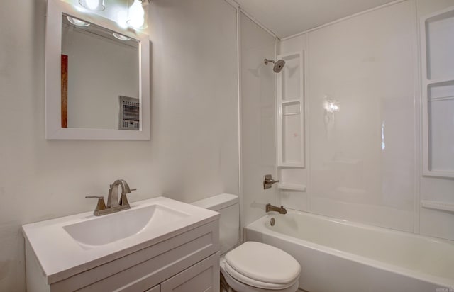 full bathroom with shower / washtub combination, vanity, and toilet