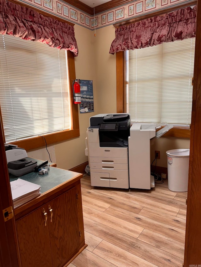 office area featuring light wood-type flooring