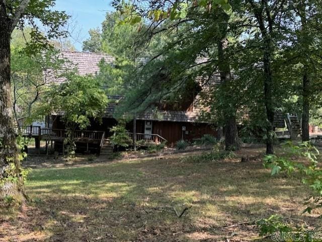 view of yard featuring a deck