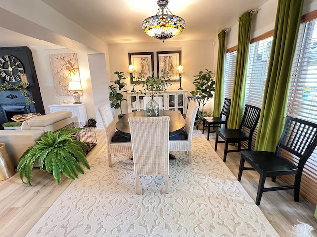 dining room with light hardwood / wood-style flooring