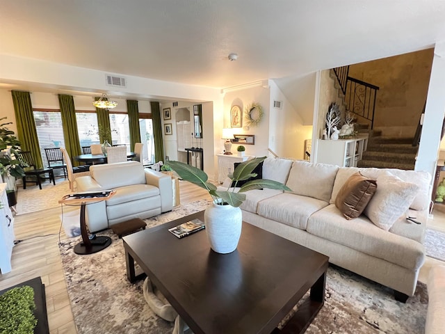 living room featuring light hardwood / wood-style floors