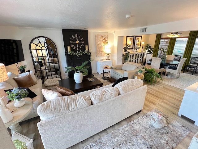 living room with hardwood / wood-style flooring