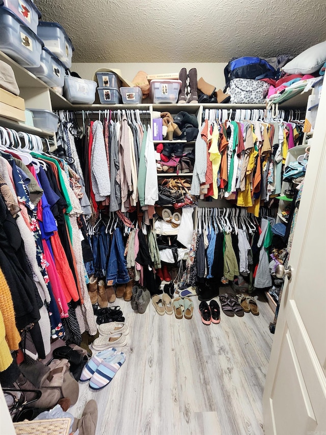 spacious closet featuring hardwood / wood-style floors