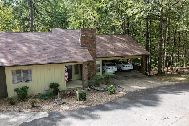 view of front of house with a carport