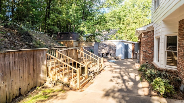 exterior space featuring an outbuilding