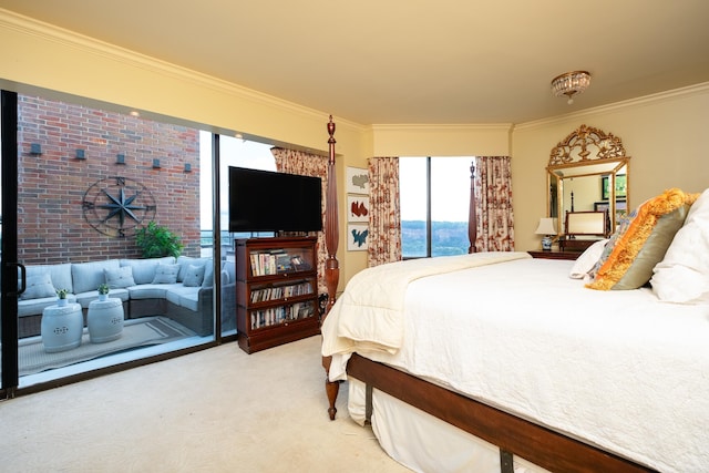 1 Treetops Unit & 1103, Little Rock, AR 72202 - bedroom with ornamental molding, access to outside, and light colored carpet