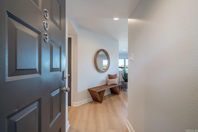 foyer with light hardwood / wood-style flooring