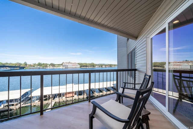 balcony with a water view