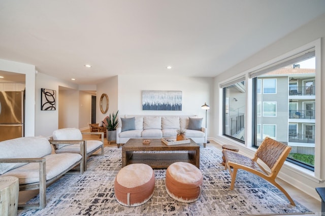 living room featuring a healthy amount of sunlight and wood-type flooring