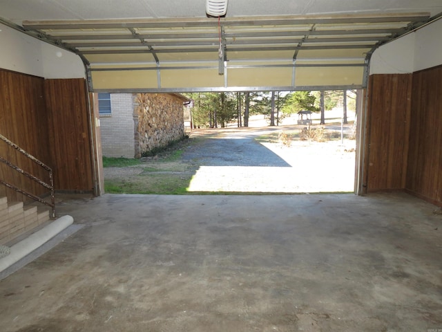 garage with wooden walls