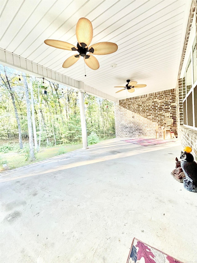 view of patio with ceiling fan