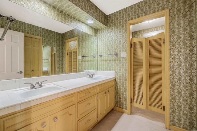 bathroom featuring vanity and tile patterned floors