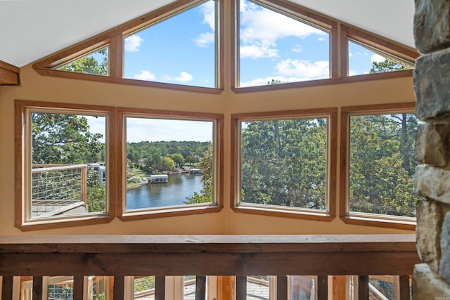 room details featuring a water view