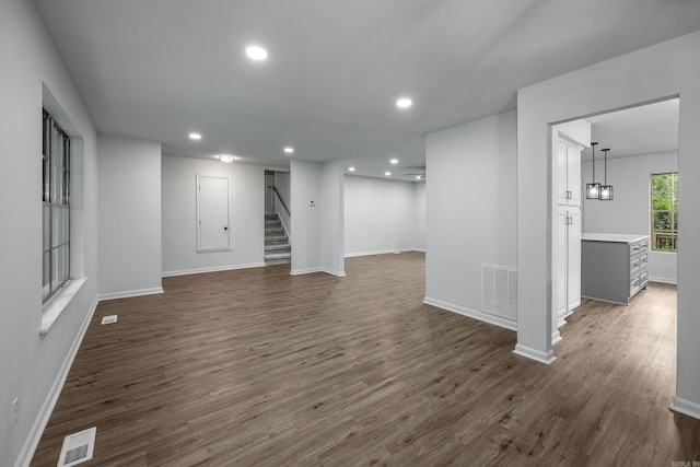 interior space featuring dark wood-type flooring