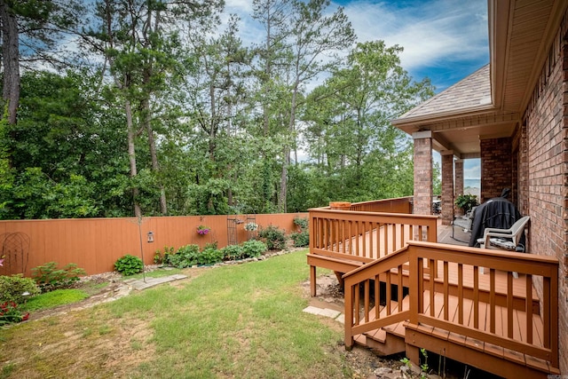 view of yard with a deck