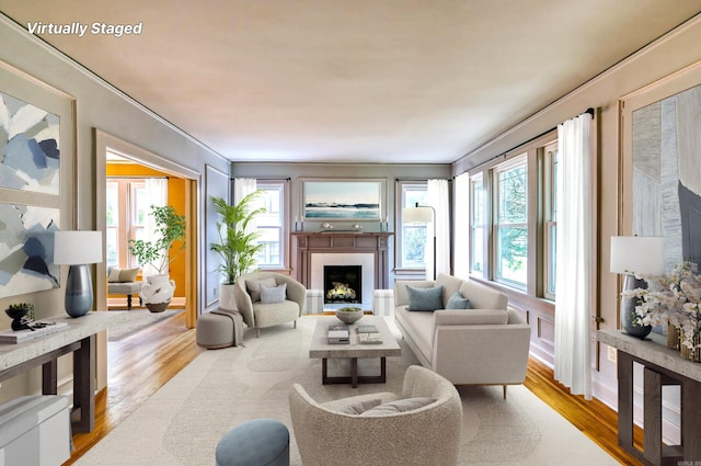 living room featuring light wood-type flooring