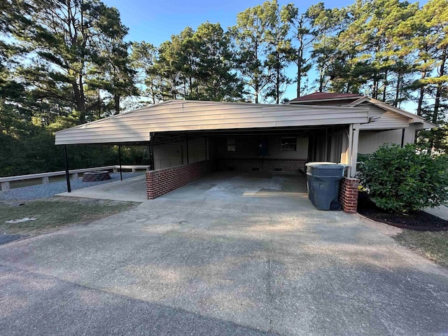 garage with a carport