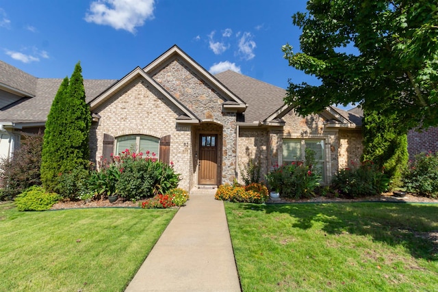 view of front of property featuring a front yard