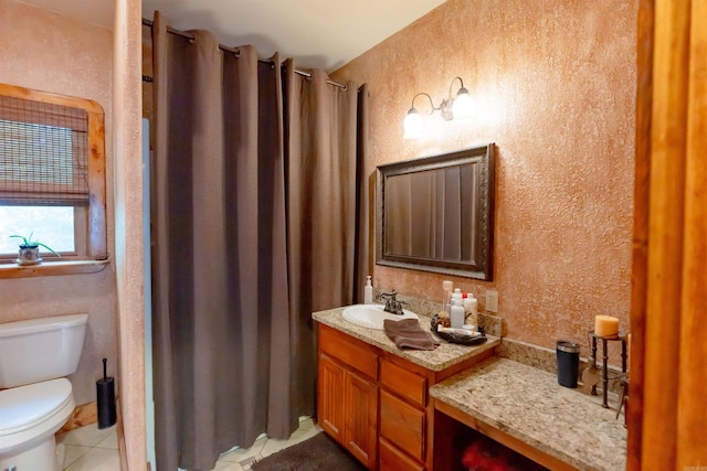 6 Aviation Way, Heber Springs, AR 72543 - full bath with a shower with curtain, toilet, a textured wall, vanity, and tile patterned flooring