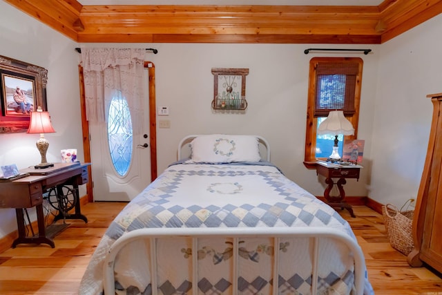 bedroom with light hardwood / wood-style flooring