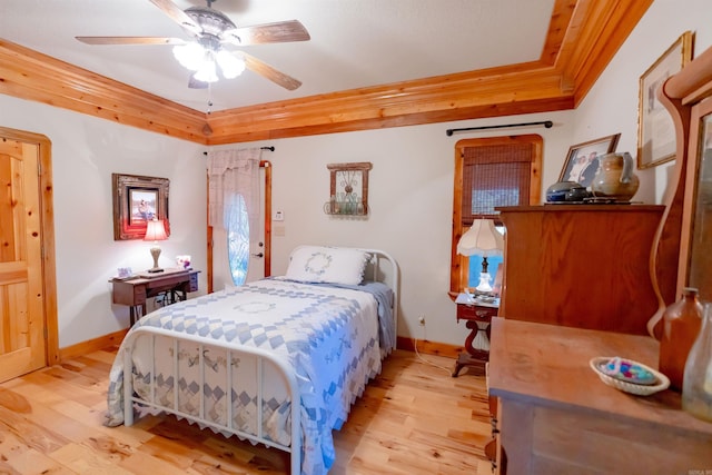 6 Aviation Way, Heber Springs, AR 72543 - bedroom featuring a tray ceiling, light wood finished floors, and baseboards