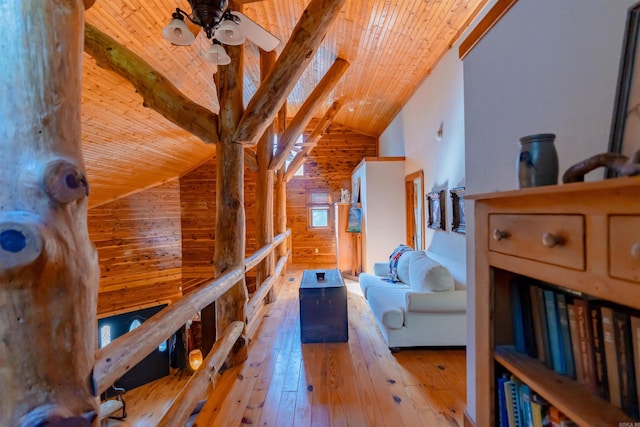 6 Aviation Way, Heber Springs, AR 72543 - sitting room with wood ceiling, beam ceiling, wood walls, high vaulted ceiling, and hardwood / wood-style floors