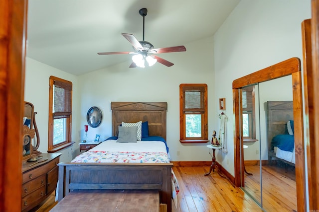 6 Aviation Way, Heber Springs, AR 72543 - bedroom with hardwood / wood-style floors, ceiling fan, baseboards, and vaulted ceiling