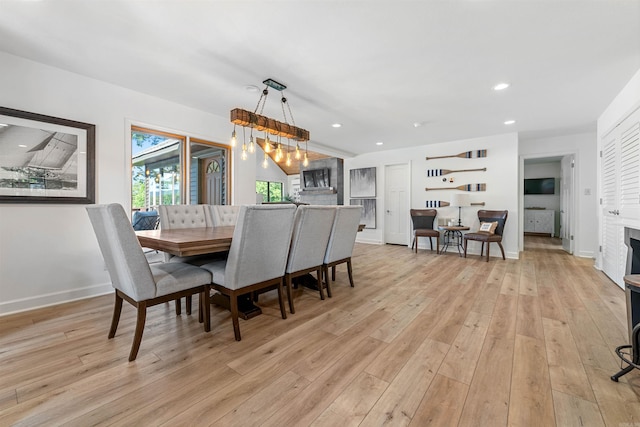 dining room with light hardwood / wood-style floors