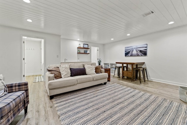 living room featuring light hardwood / wood-style floors