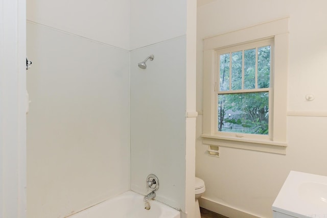 full bathroom featuring vanity, toilet, and shower / bathing tub combination