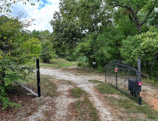 view of road with a gated entry and a gate