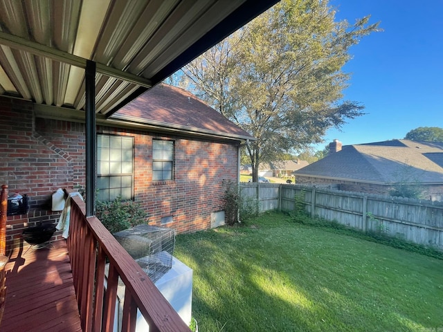 view of yard featuring a wooden deck