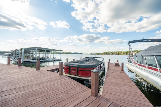 view of dock featuring a water view