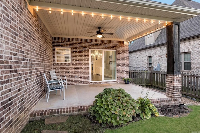 view of patio / terrace featuring ceiling fan