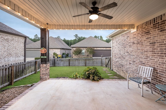 view of patio with ceiling fan