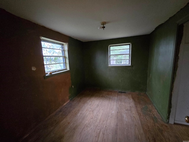 spare room featuring dark hardwood / wood-style flooring and a wealth of natural light