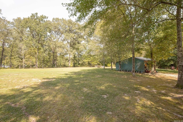 view of yard with an outbuilding