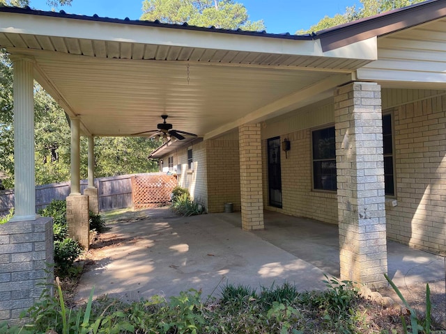 view of patio / terrace featuring ceiling fan