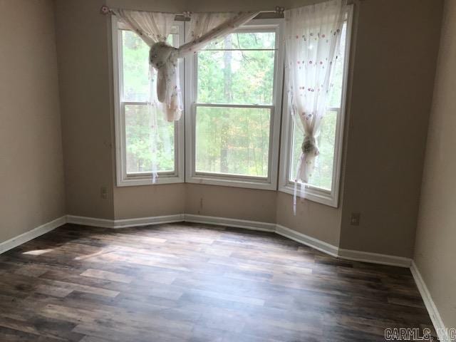 unfurnished room featuring dark hardwood / wood-style flooring