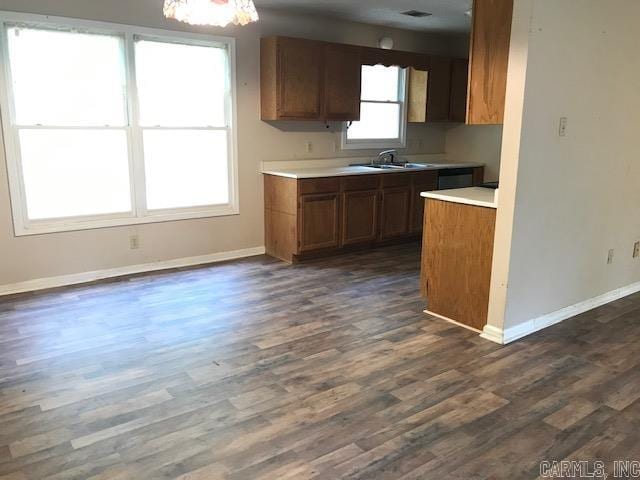 kitchen with dark wood-type flooring and sink