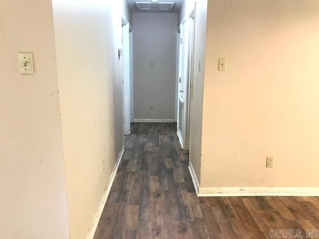 hallway featuring dark hardwood / wood-style flooring