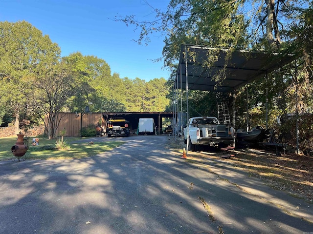 exterior space featuring a carport