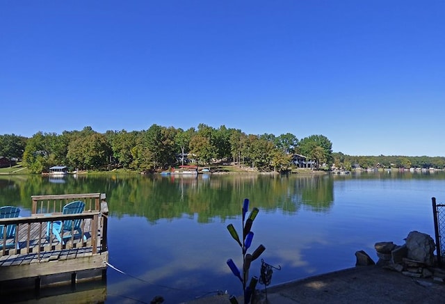 view of dock featuring a water view